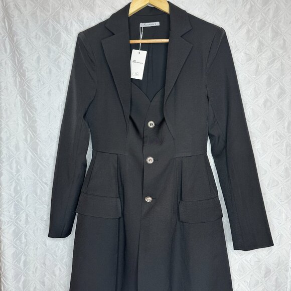 Dark Academia Whimsigoth NWT AEL AmyEnjoyLife black blazer mini dress, M - Picture 2 of 9